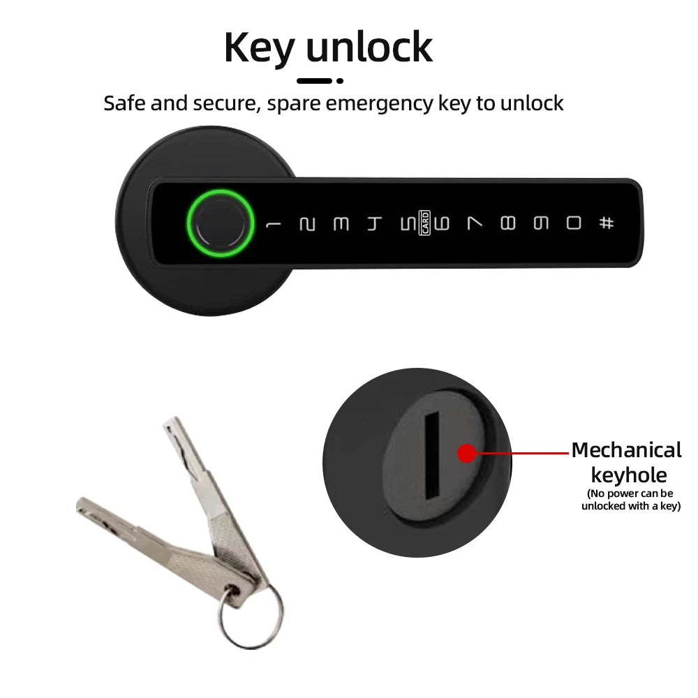 RAYKUBE M5 Tuya BLE Smart Fingerprint Door Lock Digital Electronic Lock with Password/Key/IC Card/ Smartlife/ Tuya APP Unlock