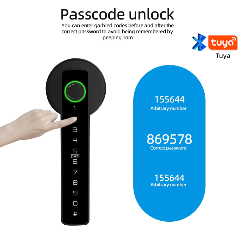 RAYKUBE M5 Tuya BLE Smart Fingerprint Door Lock Digital Electronic Lock with Password/Key/IC Card/ Smartlife/ Tuya APP Unlock